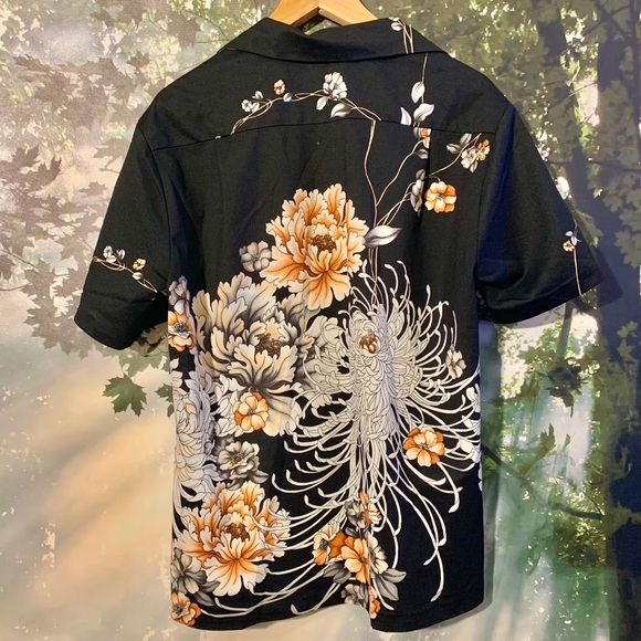 VTG Rare Sidan Hawaiian Shirt chrysanthemum floral - Picture 9 of 11